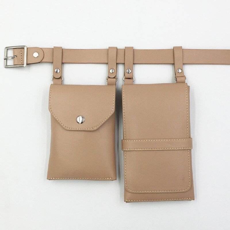 2 PCS Women Belt Bag Leather Flap Fanny Pack Shoulder Crossbody Chest Bag Purse