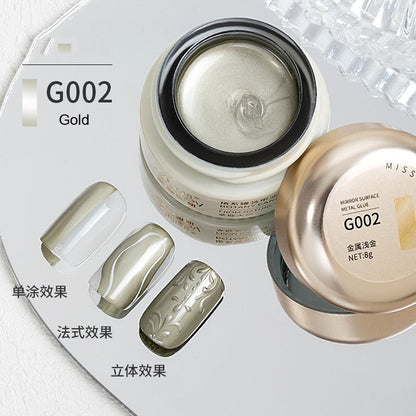 Gel Nail Polish 8ml Metallic Painted Silver Chrome 3D Metal Liquid Mirror Effect