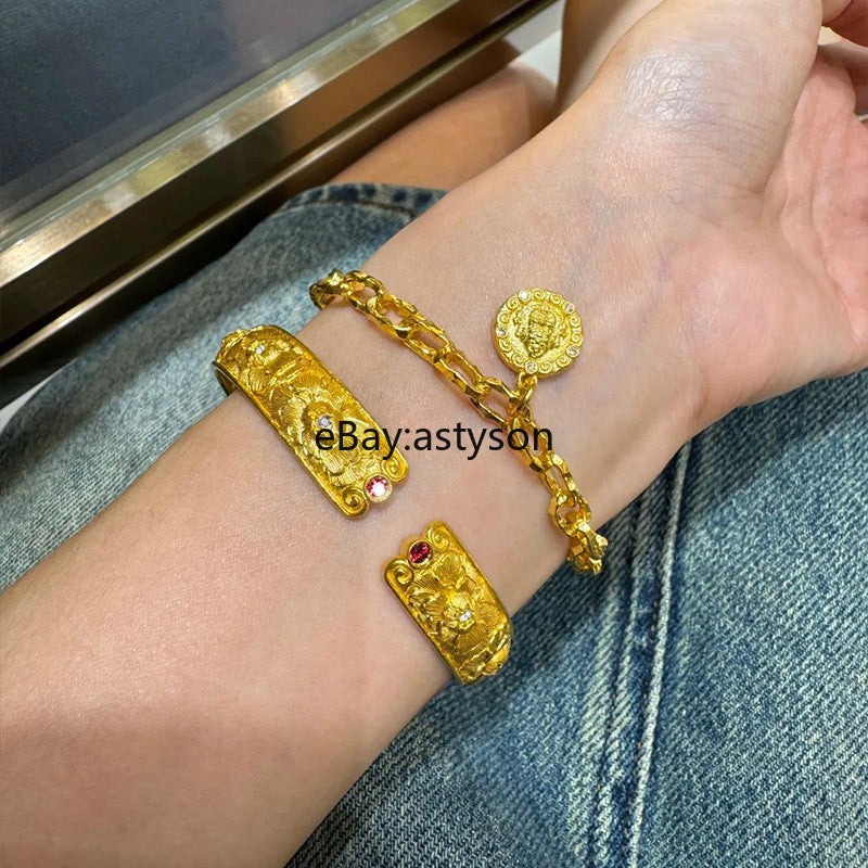 Flower Opening 24K Gilding Yellow GP Bracelet Jewelry