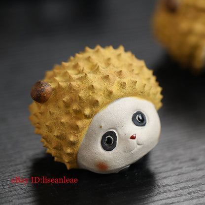 Purple Clay Tea Pet Fruit Cute Durian Panda Tea Table Decoration Tea Ceremony