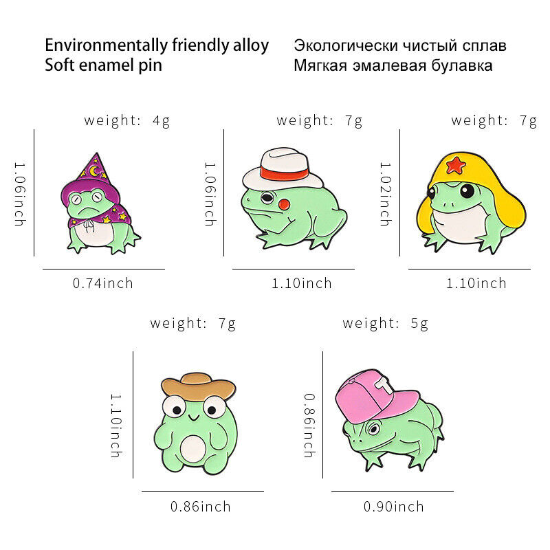 5 Style Cartoon Frog Enamel Pin Custom Hat Brooch Lapel Pin Badge Jewelry Gift