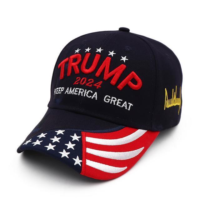 New Adjustable Trump 2024 Embroidered Hat Baseball Cap Black Red Us