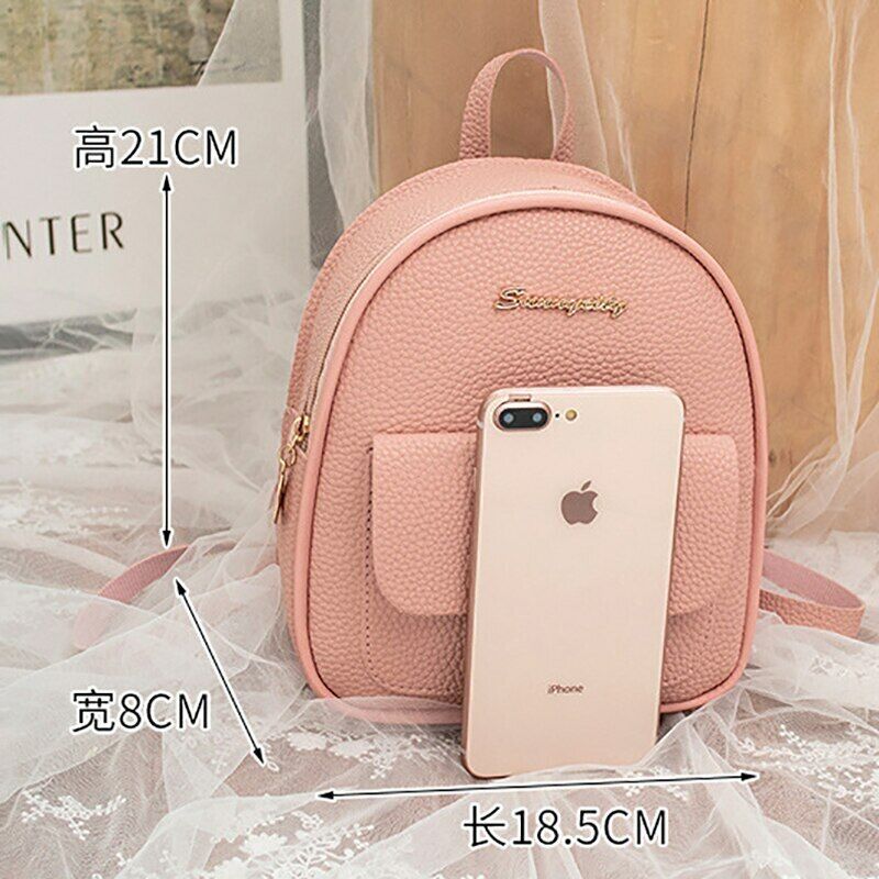Mini Backpack Women PU Leather Shoulder Bag Girls Multi-Function Small Bagpack