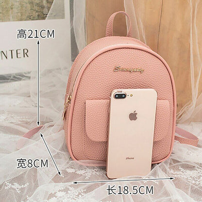 Mini Backpack Women PU Leather Shoulder Bag Girls Multi-Function Small Bagpack