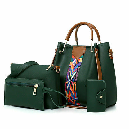 4Pcs/Set Women Lady Leather Handbags Messenger Shoulder Bags Tote Satchel Purse