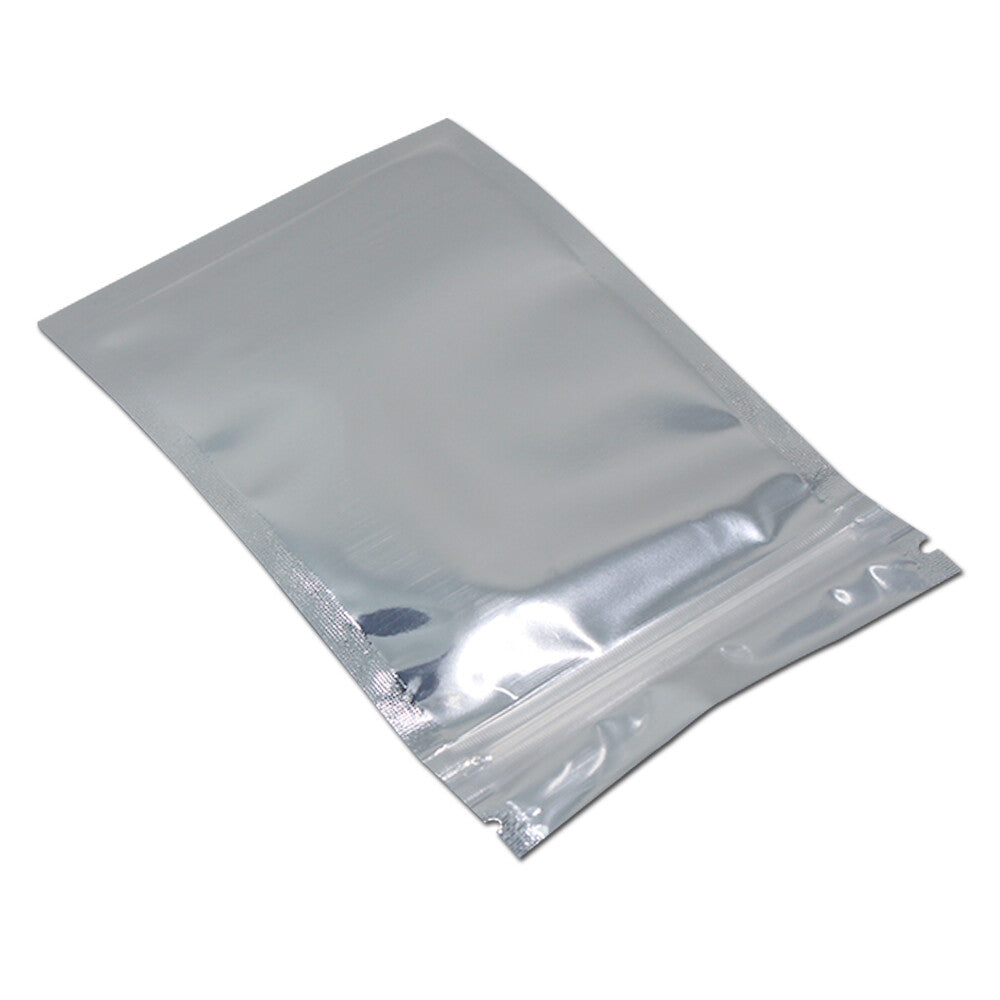 Zipper Lock Mylar Bags Clear Plastic Food Storage Bags Silver Flat