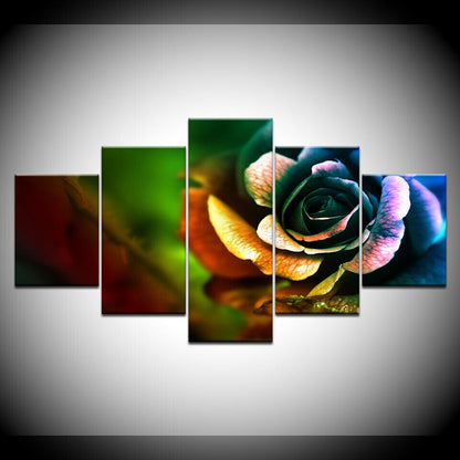 Wall Art HD Printed 5 Piece Modular Canvas Art Color Flower Picture No Framed