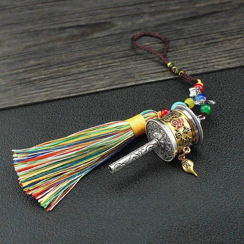 Tibet Prayer Wheel Spinner Key Chain Om Hum Spirited Tibetan Buddhism Jewelry