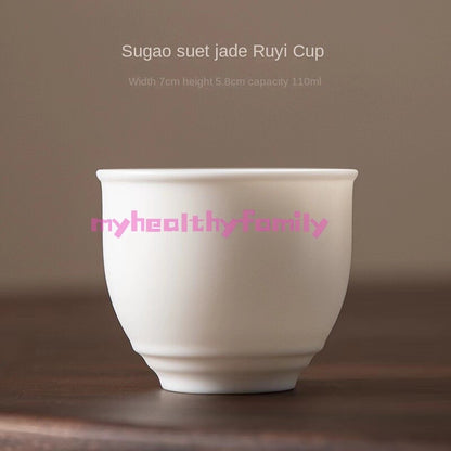 Plain Roast Mutton Fat Jade Small Teacup Dehua Kung Fu Tea Cup White Porcelain