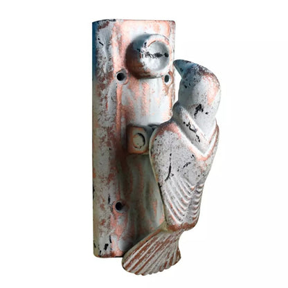 Antique Look White Cast Iron Woodpecker Bird Door Knocker Door Bell Home Decor
