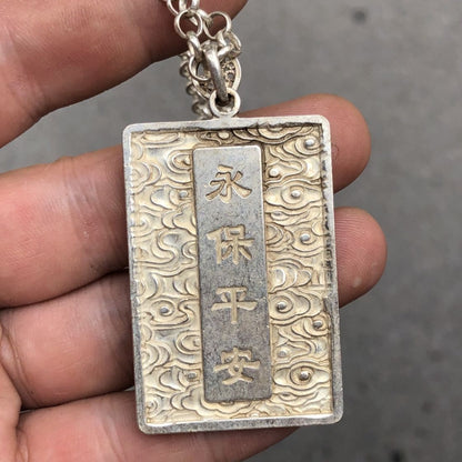 China Tibetan Old Collection Dragon Guanyin; Bodhisattva Pendant Bless Necklace