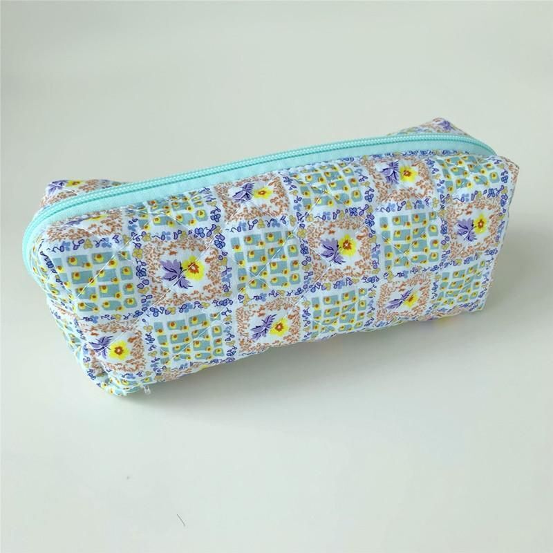 Small Makeup Bag Zipper Cosmetic Pouch Brush Storage Cases 19*8*6 CM Cotton 1 PC