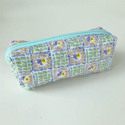 Small Makeup Bag Zipper Cosmetic Pouch Brush Storage Cases 19*8*6 CM Cotton 1 PC