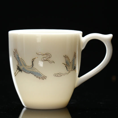 On Sales Porcelain Teacup With Handle Chinese Office Cup Ceramic Butterfly 100ml