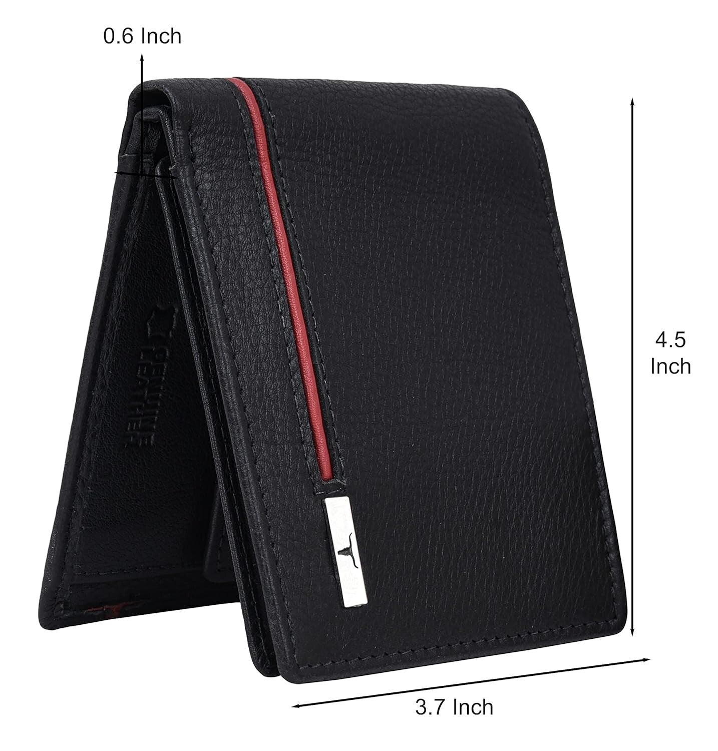 New Black/Red Bi-Fold Leather Men's Wallet RFID Protection Gift Item