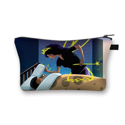 Cartoon Print Cosmetic Case Makeup Bag Organizer Travel Storage Purse 15*13*21CM