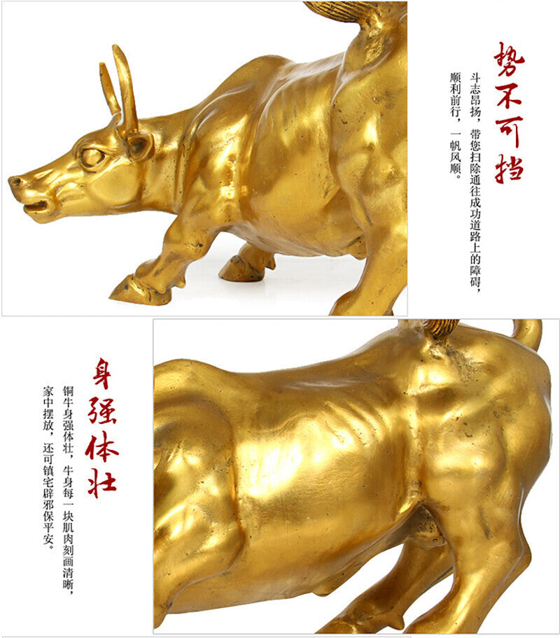 Wall Street Bronze Fierce Bull Big OX Statue-Brass 12cm/4.72 Inches Home Decor