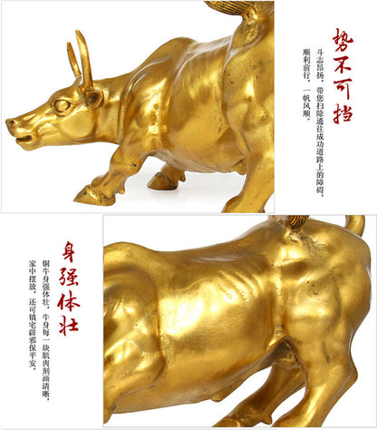 Wall Street Bronze Fierce Bull Big OX Statue-Brass 12cm/4.72 Inches Home Decor