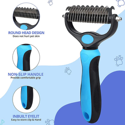 Professional Pet Grooming Tool 2 Sided Undercoat Dog Cat Shedding Comb Brush Pet