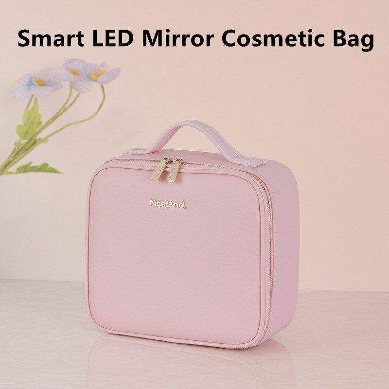 Smart LED Cosmetic Case Mirror Bag Large Fashion Storage Bag Travel Makeup Purse