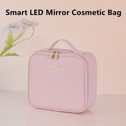 Smart LED Cosmetic Case Mirror Bag Large Fashion Storage Bag Travel Makeup Purse