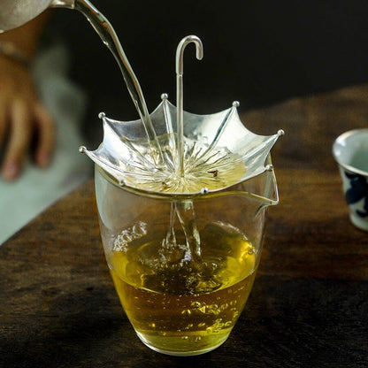 Sterling Silver Filter Net For Tea Health Care Umbrella Design Tea Strainer New