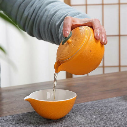 Creative Tea Cup Teapot Set Ceramic Portable Travel Tea Set Tea Ceremony Decor
