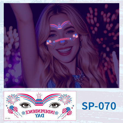 USA Party Neon Dance Glow Fluorescent Face Stickers Tattoo Stickers160*65mm