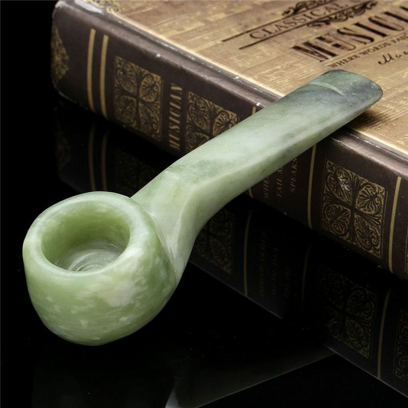 Natural Jade Stone Straight Pipe Smoking Tobacco Cigarette Pipes Holder
