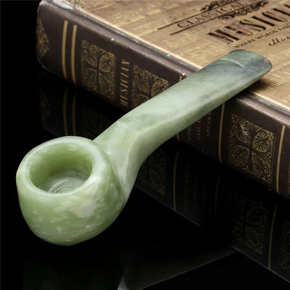 Natural Jade Stone Straight Pipe Smoking Tobacco Cigarette Pipes Holder