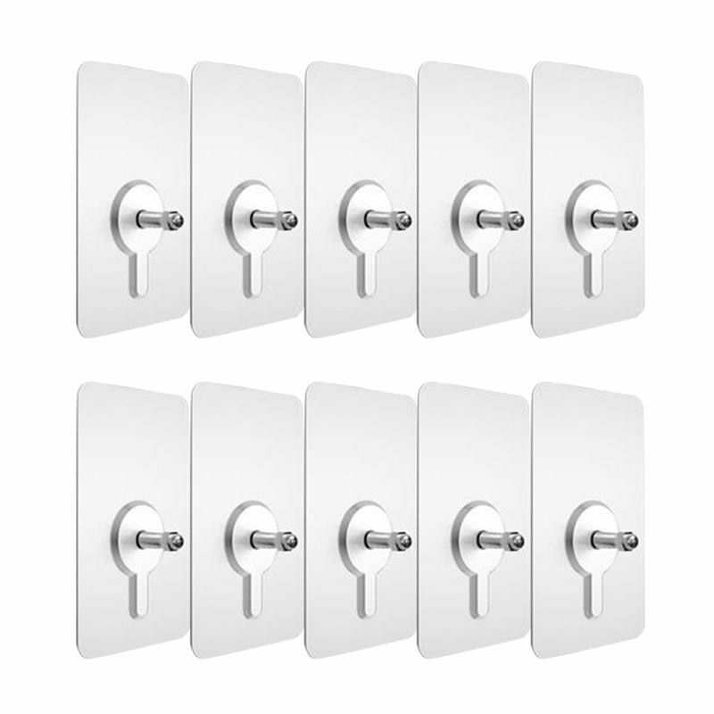Punch-Free 10pcs Non-Marking Screw Sticker Wall Picture Hook Invisible Traceless