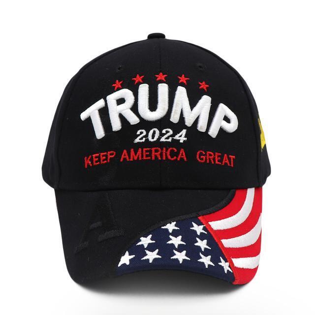 New Adjustable Trump 2024 Embroidered Hat Baseball Cap Black Red Us