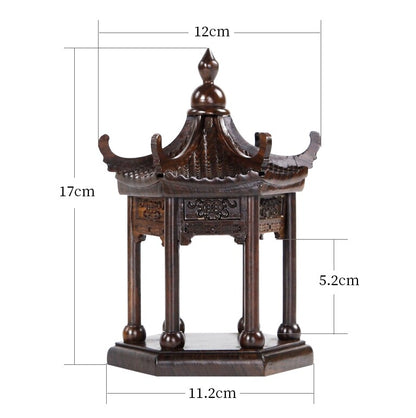 Natural Wood Carved Pavilion Chinese Style Wooden Landscape Buildings Zen Decor