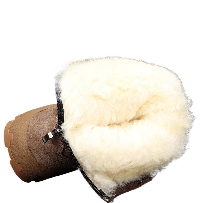 Men's snow boots with sheep fur integrated winter thick and warm cotton shoes-
