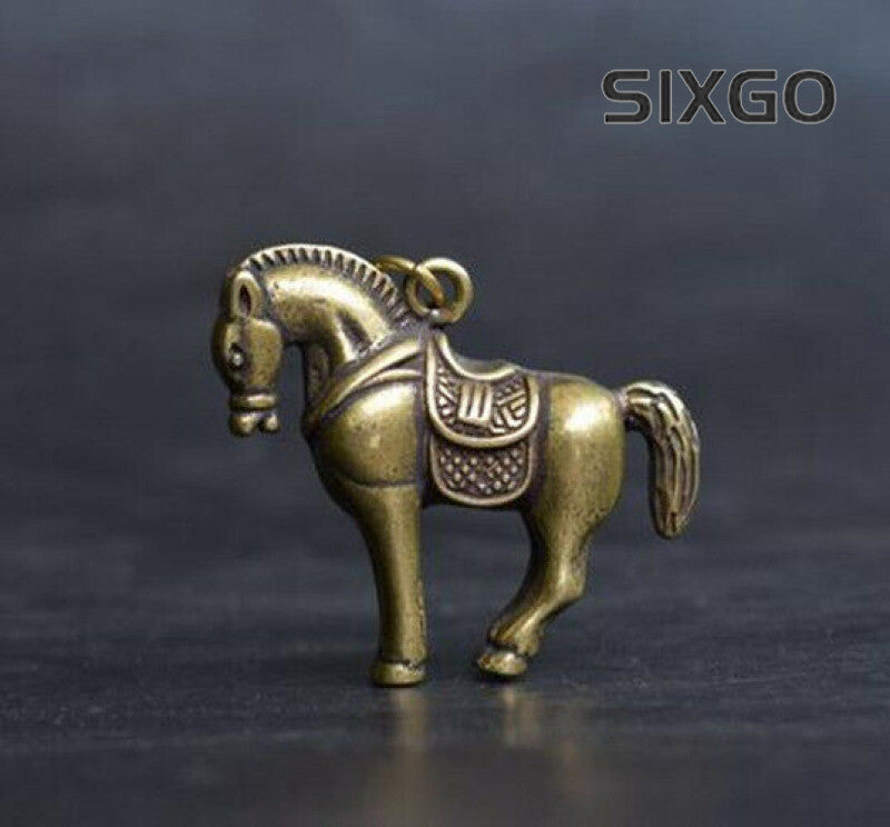 Classic China's archaize pure brass horse small statue Pendant