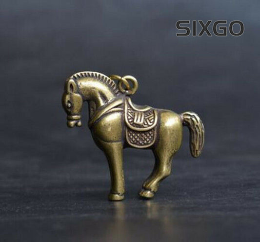 Classic China's archaize pure brass horse small statue Pendant