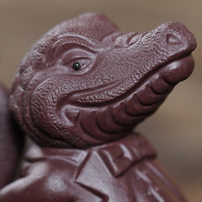Handmade Artware Alligator Gentleman Statue Yixing Zisha Purple Clay Tea Pet New