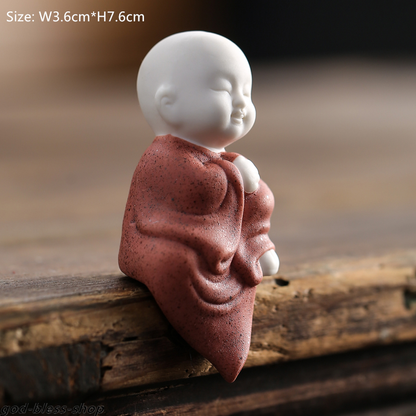 Chinese kungfu tea pet zisha ceramic home decoration mini monk ornament table