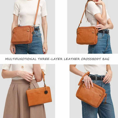 3-Layer Leather Crossbody Shoulder Clutch Bag High Quality Purse Luxury Handbag