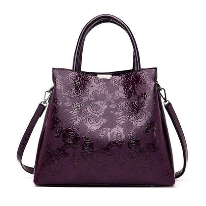 3D Flowers Print Tote Bag 2 Sets Purses Handbag Shoulder Crossbody Polyester