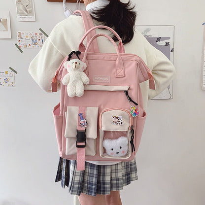 Large Teens Nylon Backpacks College School Bag Teenage Girl Cute Travel Rucksack