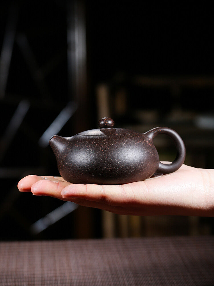 Marked Xishi Tea Pot Real Yixing Zisha Black Galaxy Clay Pot Handmade Ball Holes