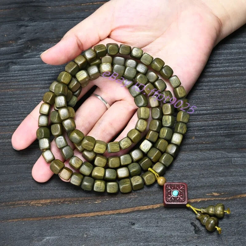 108pcs Natural Grade A Square Beads Men Woman Lucky Multiple Circles Bracelet