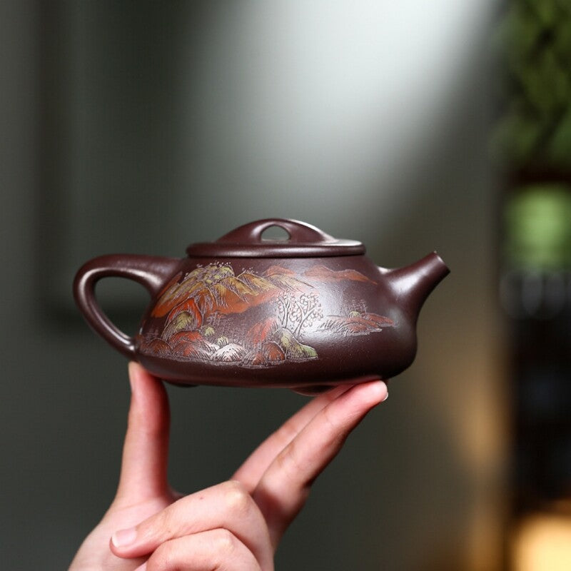 Full Handmade Tea Pot Marked Real Yixing Zisha Old Purple Clay Shipiao Pot 260ml
