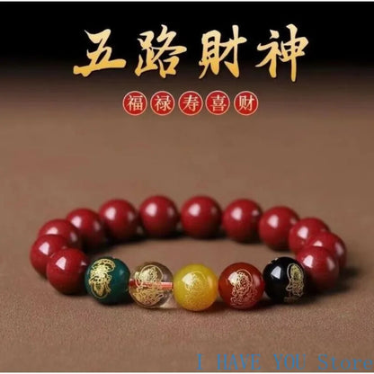 10mm Red Vermilion Bracelet Vintage Pearl Bracelet Amulet Natural Jewelry