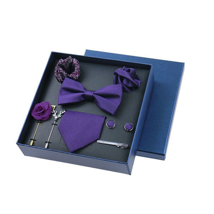 Men Ties 9Pcs Necktie Set Formal Luxury Wedding Cravat Pocket Square Silk Bowtie