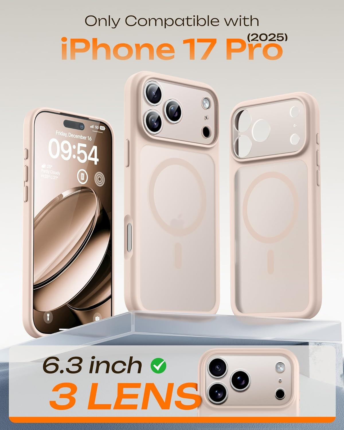 for Phone 17 Pro Case, Full Camera Protection, Built-In Magnetic Ring, Compatibl