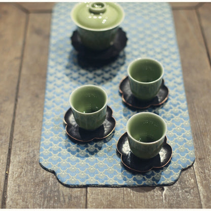 Boutique Handmade Gaiwan Porcelain Tea Cup Bamboo Relief Celadon Tureen 100ml