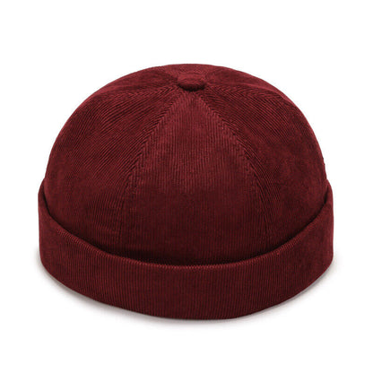 Men's Beanie Hats Retro Brimless Hat Hip-hop Rolled Cuff Skullcap Sailor Caps*