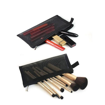 1PC Makeup Bags Cosmetics Mesh Pencil Case Brushes Lipstick Storage Brush Pouch